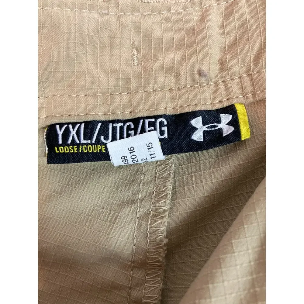 Under Armour Youth XL Khaki Nylon Hybrid Cargo Shorts Ripstop‎ Hiking Outdoor